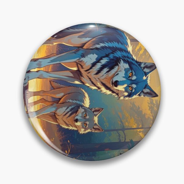 Item preview, Majestic Wolves in Golden Autumn Forest Wildlife Art designed and sold by wildhazestudio.