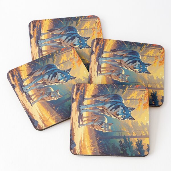 Item preview, Majestic Wolves in Golden Autumn Forest Wildlife Art designed and sold by wildhazestudio.