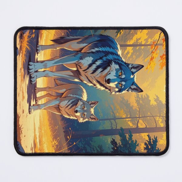Item preview, Majestic Wolves in Golden Autumn Forest Wildlife Art designed and sold by wildhazestudio.