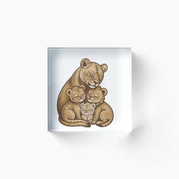 Item preview, Cute Lion Family Illustration – Loving Lioness with Cubs | Wildlife Animal Art designed and sold by PrintforDesign.