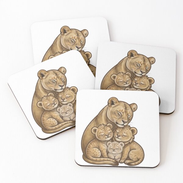 Item preview, Cute Lion Family Illustration – Loving Lioness with Cubs | Wildlife Animal Art designed and sold by PrintforDesign.