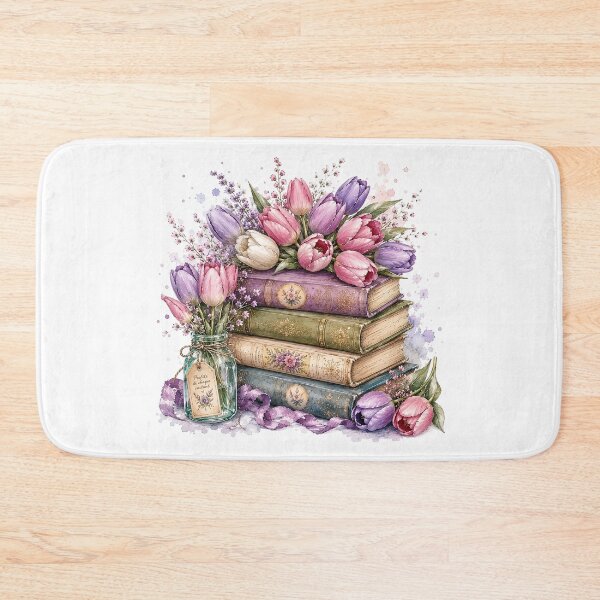 Item preview, Vintage Tulip Book Stack Watercolor Art designed and sold by PetalGarden.