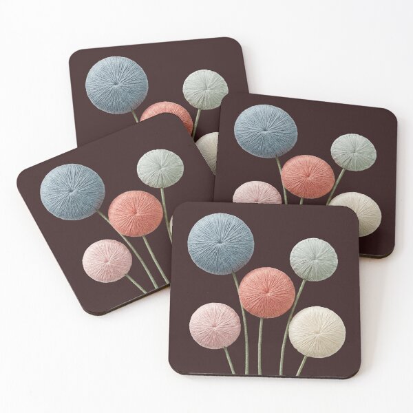 Item preview, Embroidered Pom Pom Flowers designed and sold by MegaNovaArt.