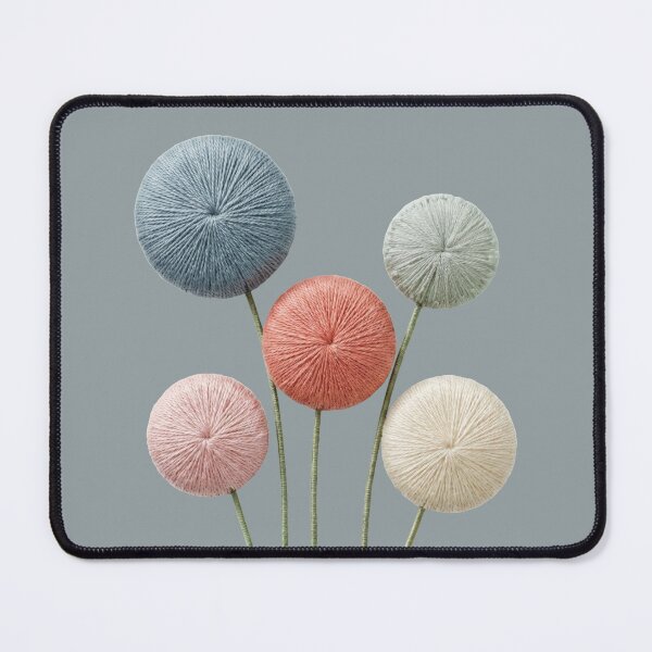 Item preview, Embroidered Pom Pom Flowers designed and sold by MegaNovaArt.