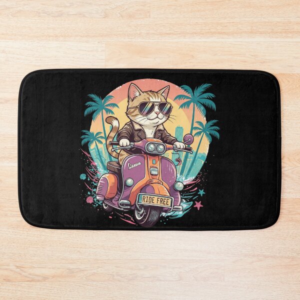 Item preview, Cool Cat Riding Retro Scooter Beach Sunset designed and sold by CrystalMineArts.