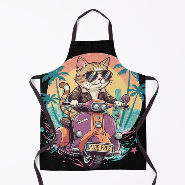 Item preview, Cool Cat Riding Retro Scooter Beach Sunset designed and sold by CrystalMineArts.