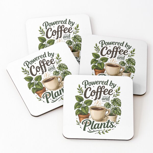 Item preview, Powered by Coffee and Plants – Botanical Plant Lover Design designed and sold by blankTeeShirt.