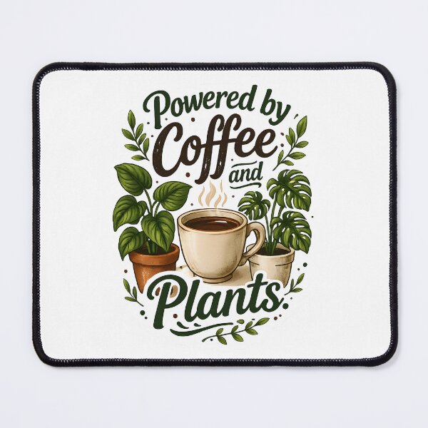 Item preview, Powered by Coffee and Plants – Botanical Plant Lover Design designed and sold by blankTeeShirt.