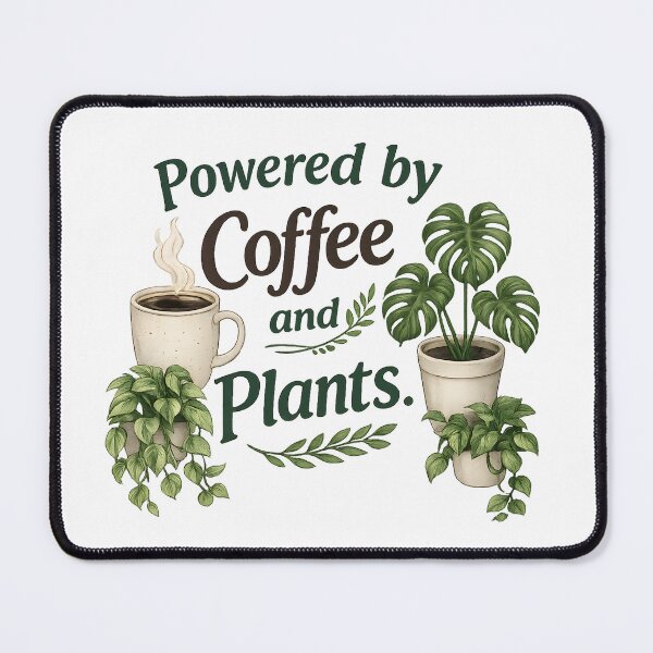 Item preview, Powered by Coffee and Plants – Botanical Plant Lover Design designed and sold by blankTeeShirt.