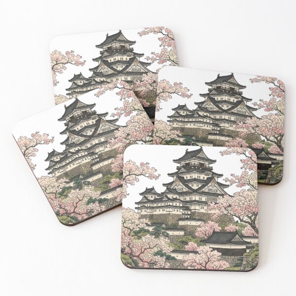 Item preview, Japanese Castle with Sakura – Traditional Japanese Style Illustration designed and sold by vekotpu.