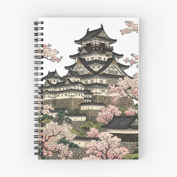 Item preview, Japanese Castle with Sakura – Traditional Japanese Style Illustration designed and sold by vekotpu.