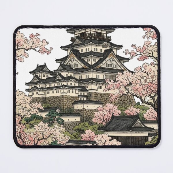 Item preview, Japanese Castle with Sakura – Traditional Japanese Style Illustration designed and sold by vekotpu.
