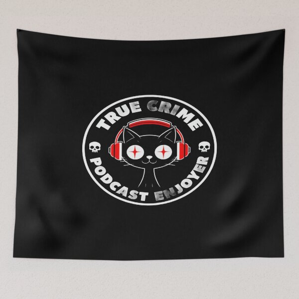 Item preview, True Crime Podcast Cat • Cute Dark Aesthetic Headphone Kitty for Mystery & Crime Fans designed and sold by Bright Nest Studio.