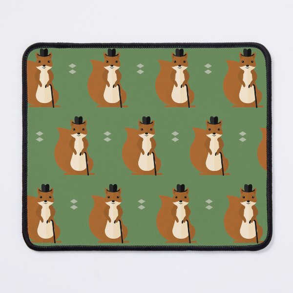 Item preview, Squirrels with hat and stick on green designed and sold by reneesillus.