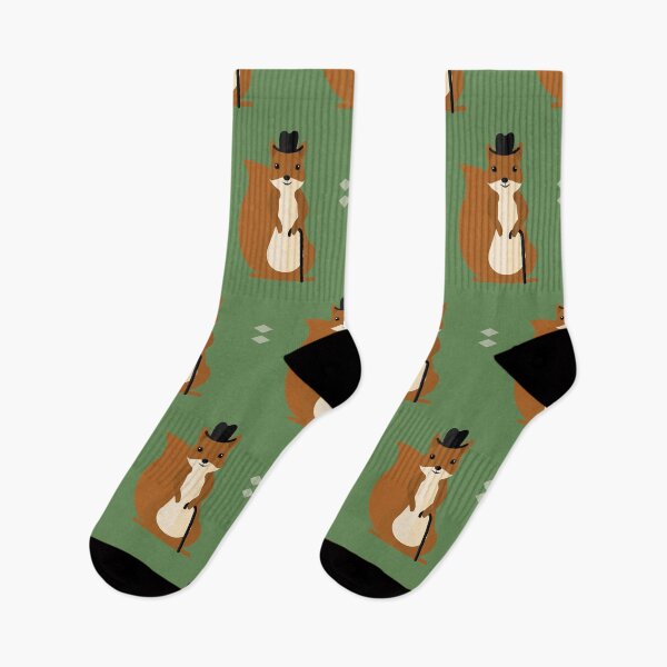 Item preview, Squirrels with hat and stick on green designed and sold by reneesillus.