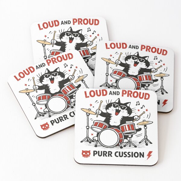 Item preview, Cat Drummer T-Shirt designed and sold by Matinez Pink.