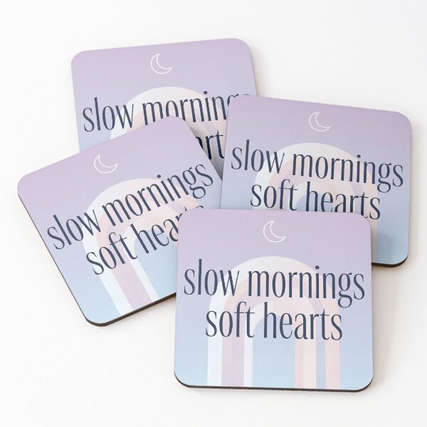 Item preview, Slow Mornings Soft Hearts – Calm Cozy Spiritual Typography Design designed and sold by CosmicQuietLab.