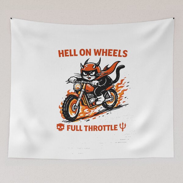 Item preview, Hell on Wheels Motorcycle Cat T-Shirt designed and sold by Matinez Pink.