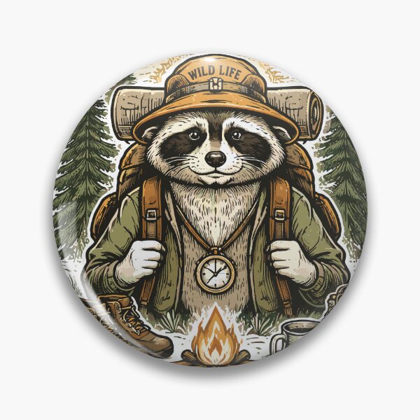 Item preview, Trail Seeker Raccoon Hiking Adventure designed and sold by Matinez Pink.