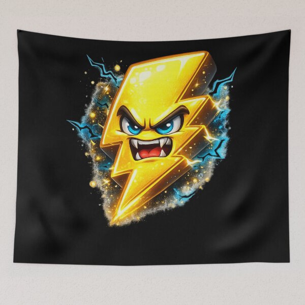 Item preview, Angry Lightning Bolt Cartoon Sticker | Funny 3D Electric Character designed and sold by Timeless Junction.