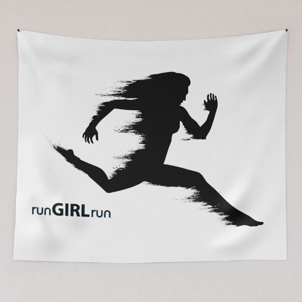 Item preview, Run Girl Run Dynamic Female Runner Silhouette designed and sold by Gravelpeak Co..