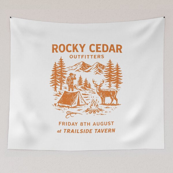 Item preview, Rocky Cedar Outfitters Camping Adventure designed and sold by Matinez Pink.