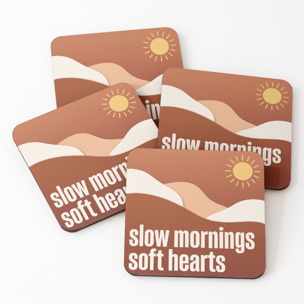 Item preview, Slow Mornings Soft Hearts – Warm Minimalist Spiritual Typography Design designed and sold by CosmicQuietLab.