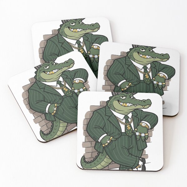 Item preview, Gangster Crocodile in Pinstripe Suit with Gold Chain | Mafia Alligator Art | Cool Crocodile Illustration | Street Style Reptile Print designed and sold by asadstudio88.