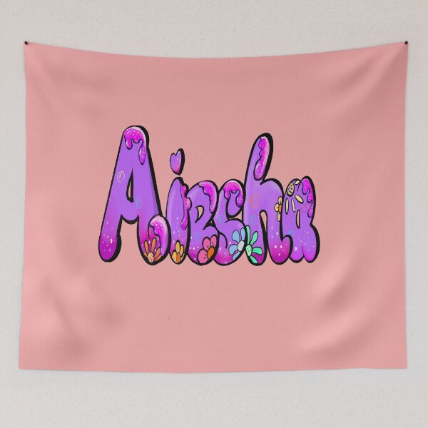 Item preview, Aiesha Name Sticker - Purple Bubble Drip Floral Art designed and sold by Artonmytee.