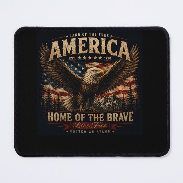 Item preview, America Eagle – Land of the Free Home of the Brave Vintage Patriotic Design designed and sold by Fishartpoint.