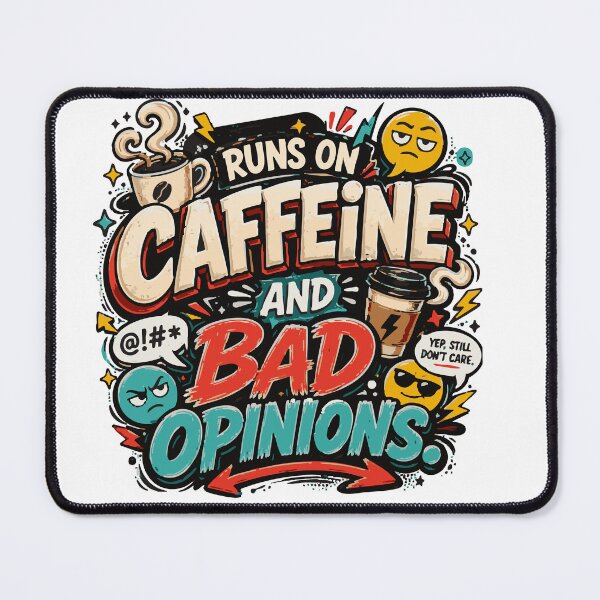 Item preview, Runs On Caffeine And Bad Opinions Funny Coffee Humor designed and sold by Pepeartshop.