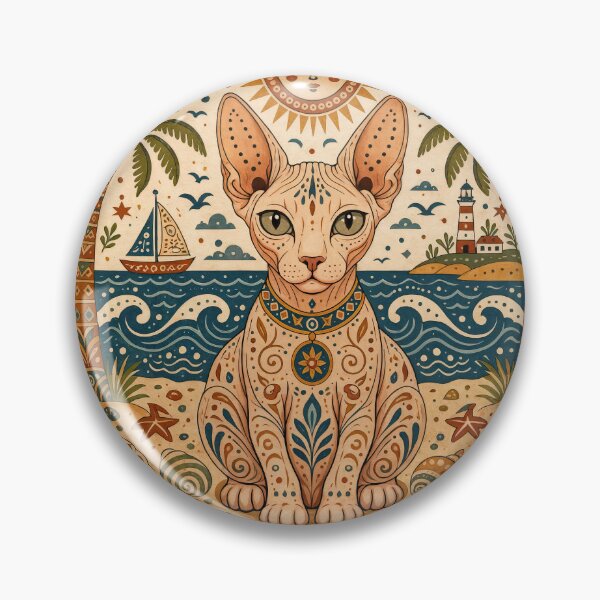 Item preview, Wall Art - Postcard - FOLK ART - Mystical Beach Cat: Bohemian Serenity designed and sold by ForeverPrintsOK.