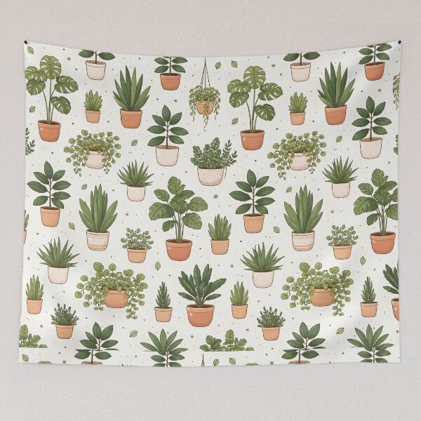 Item preview, Houseplant Haven Pattern – Cozy Indoor Plant Collection Illustration designed and sold by blankTeeShirt.
