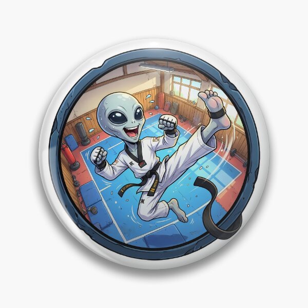 Item preview, Funny Grey Alien Taekwondo Black Belt Flying Kick designed and sold by Sunkhung.