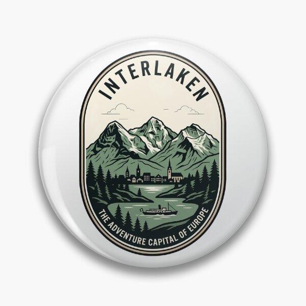 Item preview, Interlaken Switzerland Adventure Capital Retro Travel Badge designed and sold by k3rstman1.