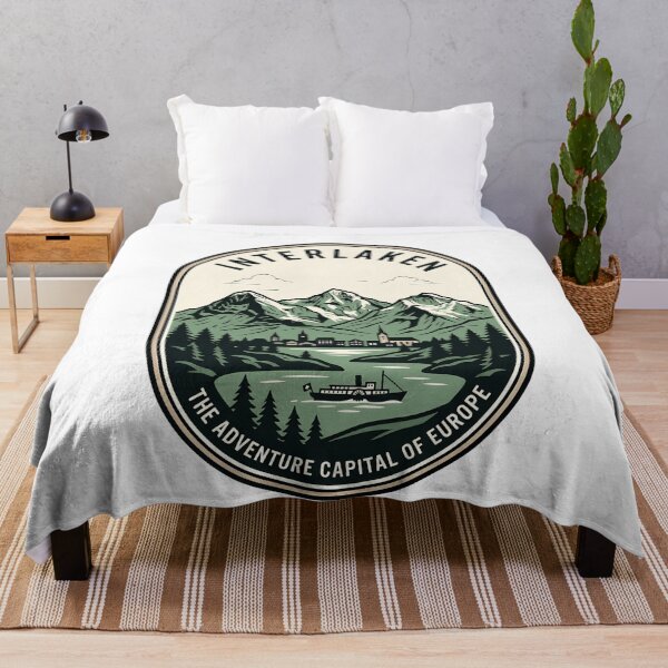 Item preview, Interlaken Switzerland Adventure Capital Retro Travel Badge designed and sold by k3rstman1.