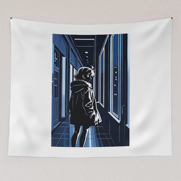 Item preview, Anime - Silhouette Hallway Night City Window designed and sold by AnimeShin.