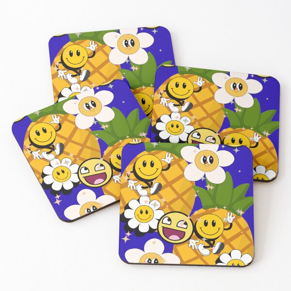 Item preview, Happy Pineapple Smiley Retro Pattern designed and sold by Extremeallie.