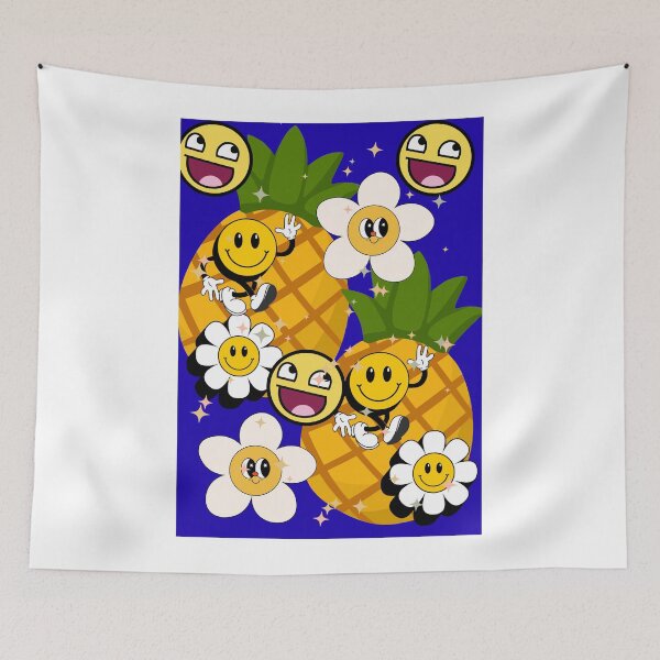 Item preview, Happy Pineapple Smiley Retro Pattern designed and sold by Extremeallie.