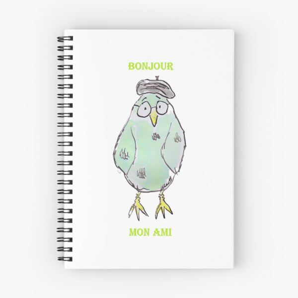 Item preview, little green french bird wearing a beret and glasses designed and sold by Inky Fingers Illustrations.