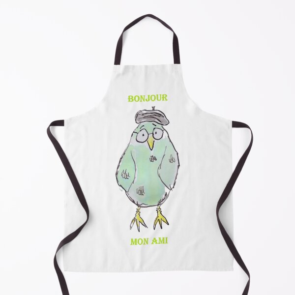 Item preview, little green french bird wearing a beret and glasses designed and sold by Inky Fingers Illustrations.