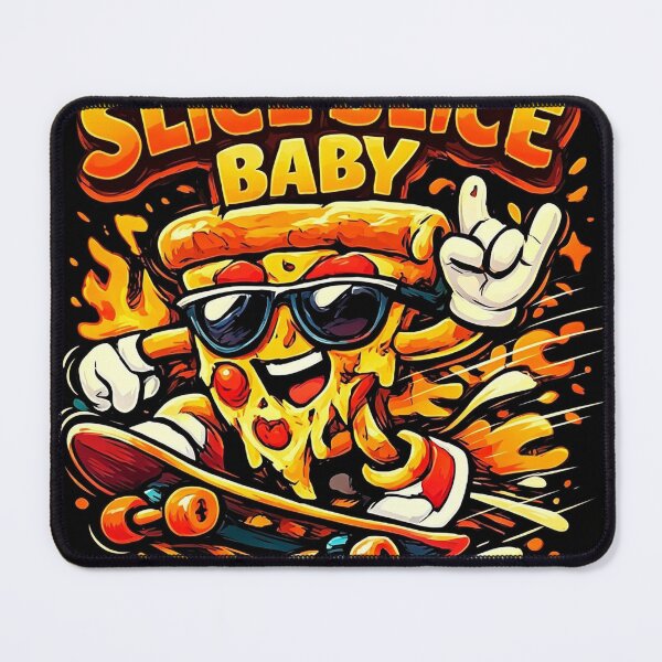 Item preview, Slice Slice Baby Funny Pizza Skating Retro Pop Culture Art designed and sold by brkydesign.