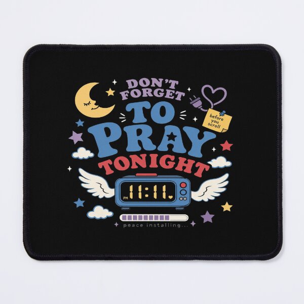 Item preview, Don’t Forget to Pray Tonight • Colorful Faith Reminder Art with Moon, Clock & Heart Elements designed and sold by Bright Nest Studio.