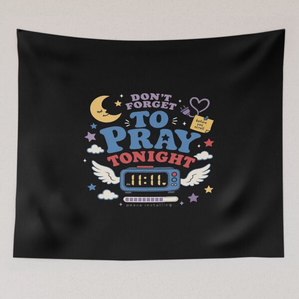 Item preview, Don’t Forget to Pray Tonight • Colorful Faith Reminder Art with Moon, Clock & Heart Elements designed and sold by Bright Nest Studio.