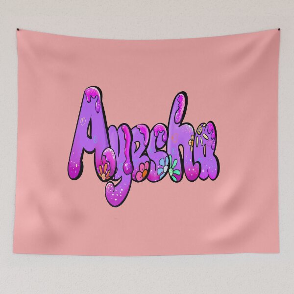 Item preview, Ayesha Name Sticker - Purple Bubble Drip Floral Art designed and sold by Artonmytee.