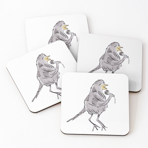 Item preview, Blackbird singing with microphone designed and sold by Inky Fingers Illustrations.