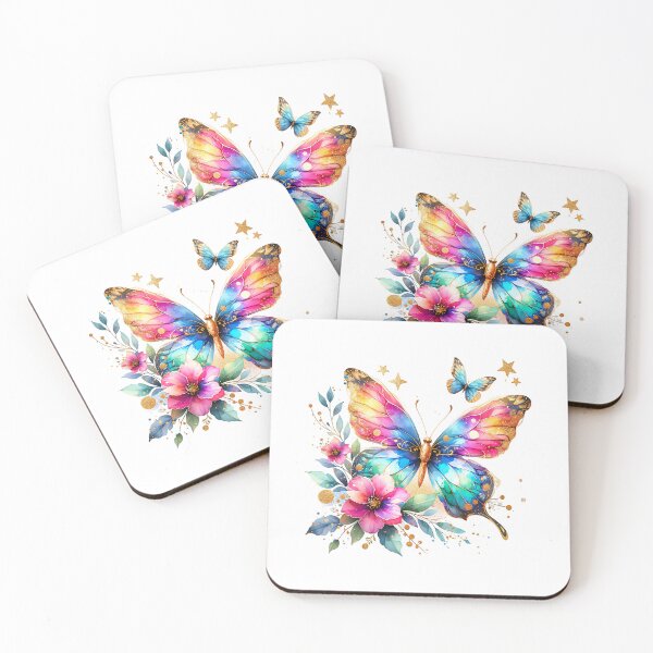 Item preview, Rainbow Butterfly Watercolor | Magical Butterfly Art | Colorful Fantasy Floral Illustration | Vibrant botanical design designed and sold by Fernhaven.