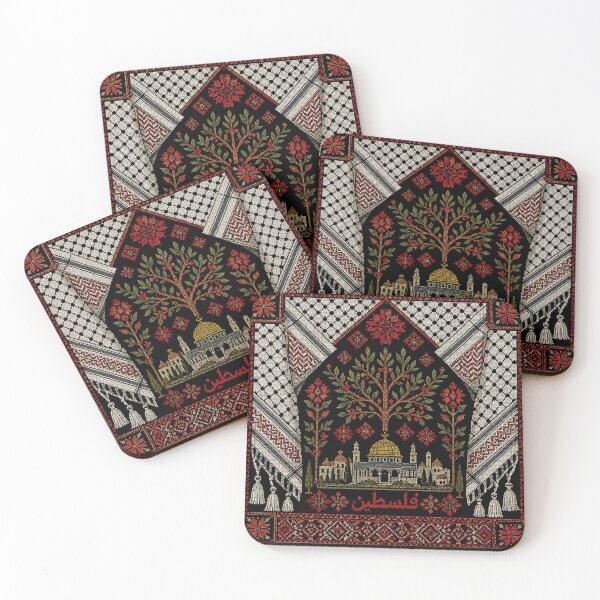 Item preview, Palestinian Keffiyeh & Jerusalem Tatreez | Cultural Embroidery Artwork designed and sold by BrainCurves.