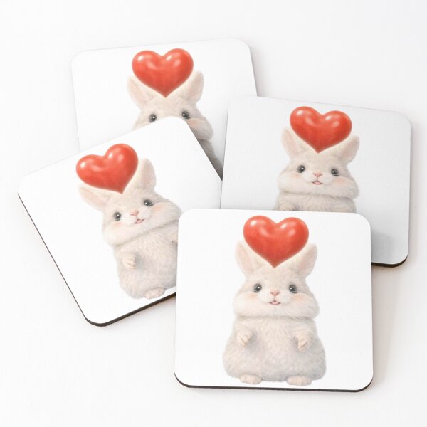Item preview, Sweet White Bunny with Red Floating Heart designed and sold by lovelistivkaa.