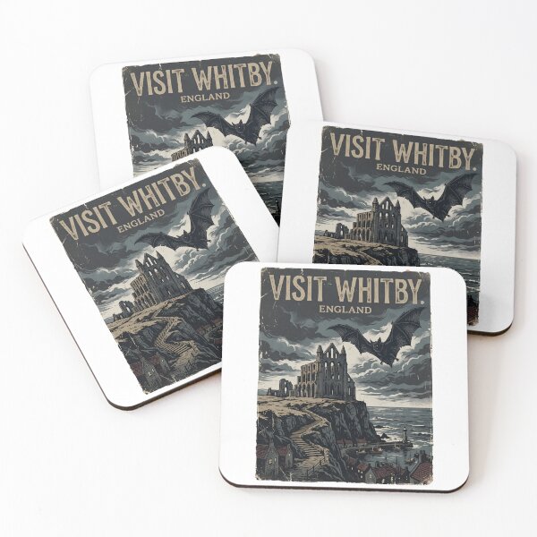 Item preview, Visit Whitby England Dracula Vampire Bat Vintage Travel Poster designed and sold by Fenay Designs.